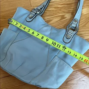 Tignanello rare Blue Leather Shoulder Bag multi striped interior thumbnail 12