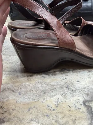 Dansko Brown Leather Slingback Sandals EU 38 Boho Comfort Wedge Platform thumbnail 9