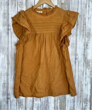 Entro Orange/Brown Cap Sleeve Blouse •Large thumbnail 1