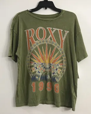 Roxy Women's Surfs Up Short Sleeve T-Shirt in Oil Green size S NWT thumbnail 3
