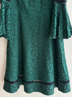 Eliza J Cold Shoulder Bell Sleeve Fit & Flare Lace Dress, Emerald Green, Size thumbnail 8