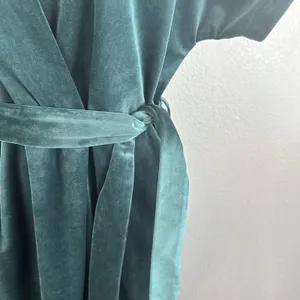 Closet London Kimono Sleeve Velvet Midi Dress Size 10‎ Wrap Tie Emerald Green thumbnail 3