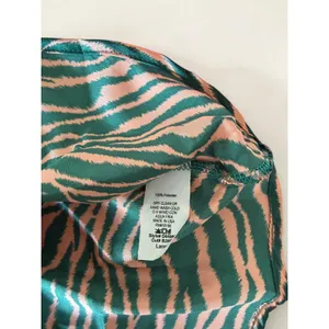 Audrey 3+1 Green Peach Tiger Print Satin Slip Mini Dress Large NWOT thumbnail 4