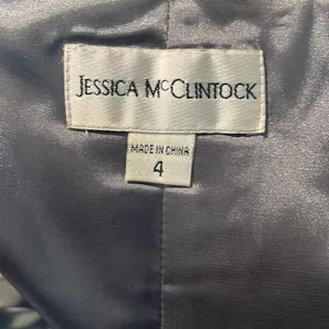Vintage Jessica McClintock‎ Strapless Metallic Mini Dress in Silver Size 0 thumbnail 6