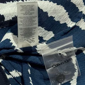 NEW Calvin Klein Top Zebra Y2K Animal Safari Coquette Button Up Blue White Large thumbnail 6
