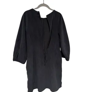 Zara Women’s Black Faux Suede Shift Dress Balloon Sleeve Back Zip Size Medium thumbnail 10