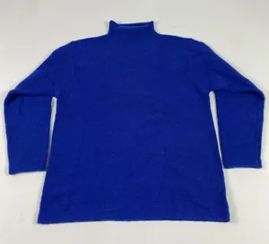 Vintage Saks Fifth Avenue Sweater Womens Large Blue Mock Neck Hong Kong 90s thumbnail 1