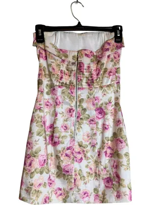 For Love & Lemons Kendall Mini Dress Women's XXS Strapless Floral Corset Smocked thumbnail 2