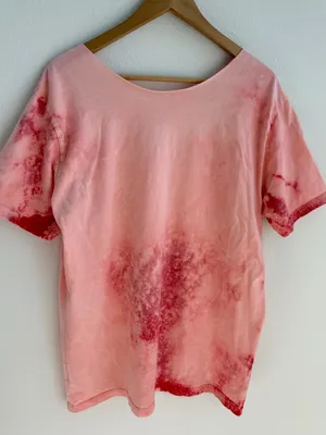 Bleached grunge off the shoulder pocket tee Red Size L thumbnail 10