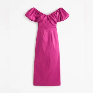 Abercrombie & Fitch Taffeta Off-The-Shoulder Midi Dress M thumbnail 5