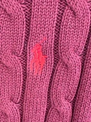 Polo by Ralph Lauren Women's Cable Knit Crewneck Sweater in Burgundy Size M thumbnail 2