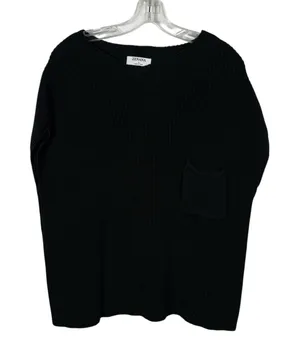 Zenana Black Knit Sleeveless Oversized Pocket Sweater Top Vest Large L Winter thumbnail 1