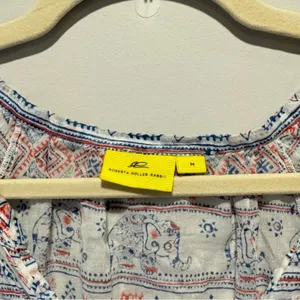 Roberta Roller Rabbit Elephant Print‎ Gauze Lightweight V-neck Blouse Top Medium thumbnail 9