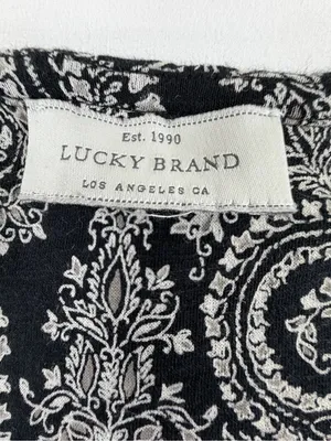 Lucky Brand Sleeveless Paisley Blouse‎ Medium Black White Embroidered Boho Top thumbnail 3