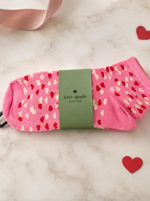 Kate Spade New York Heart Quarter Socks 3 Pack Pink Grey White NWT thumbnail 2