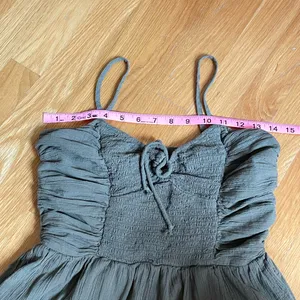 Aerie Olive Green Smocked Romper Women’s Size SP Small Petite Cotton Gauze thumbnail 5