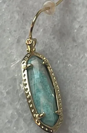 Kendra Scott Emma 14K Gold Over Brass Amazonite drop turquoise Earrings New OS thumbnail 2