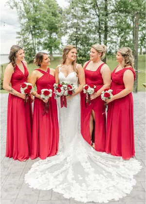 Burgundy Bridesmaid Azazie Dress thumbnail 5