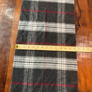 Lord & Taylor Grey Red‎ Plaid Acrylic Scarf Made in Germany Fringed Wrap thumbnail 6