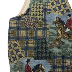 Wrapper Vintage Equestrian Tapestry Vest Womens Large Fox Hunt Plaid Made in USA thumbnail 8