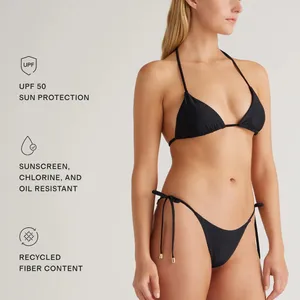 NWT Quince Italian Black Italian Adjustable Side-Tie Bottom Bikini, Size Small thumbnail 4