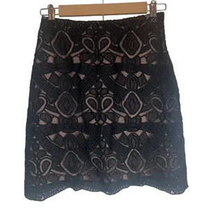 Anthropologie Kachel Black Lace Mini Skirt Sz. 6 thumbnail 1