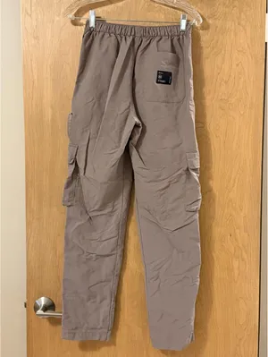Urban Outfitters BDG Nylon Cargo Pants Women's S Taupe Elastic‎ Waist Wide Leg thumbnail 2