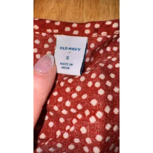 Old Navy‎ Womens Rust Orange Polka Dot V-Neck Short Sleeve Blouse Top Small thumbnail 2