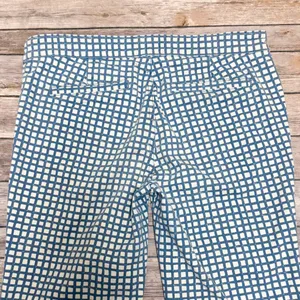 Tory Burch Blue Off White Checkered Straight Leg Cropped Side Zipper Pants 29 thumbnail 6