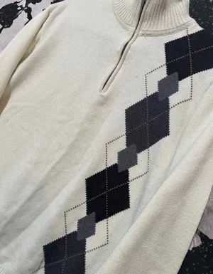 Oscar de la Renta Argyle Quater-Zip Sweater thumbnail 2