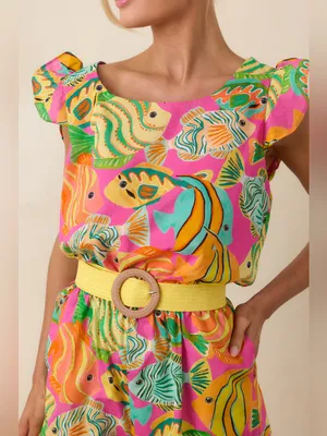 Paradisa Melbourne Pink Multi Cotton Fish Print Romper Size Small thumbnail 3