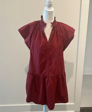 Pinch Burgundy Cotton Dress Sz M thumbnail 1