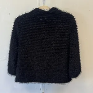 NWT Vince Camuto Opulent Mood Fringed Eyelash Mock Neck Sweater Rich Black XS thumbnail 2