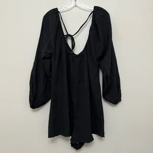 ASOS Design Long Sleeve Romper Romper with Bead Detailing in BLACK Sz 10 thumbnail 3