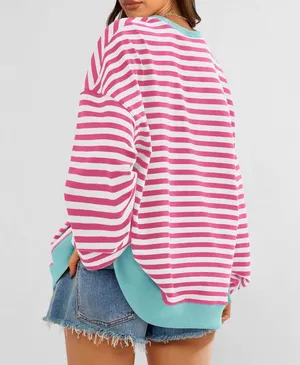 Amazon BTFBM Striped Crew Sweatshirt thumbnail 3