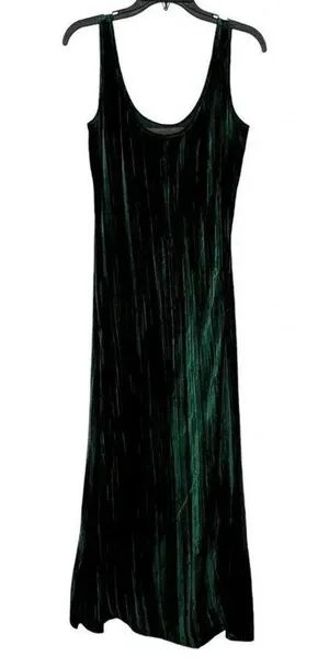 Enza Costa Silk Blend Textured Velvet Tank Green Maxi Dress Womens Size Small thumbnail 6