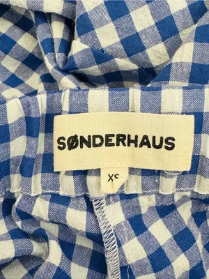 Sonderhaus Perfect Pants Blue & White Gingham Relaxed Fit Cotton Pants Size XS thumbnail 11