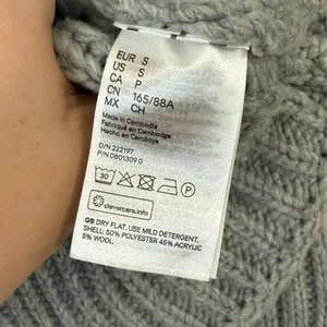 H&M Gray Crop Chunky Cable Knit Wool Blend Turtleneck Sweater thumbnail 5