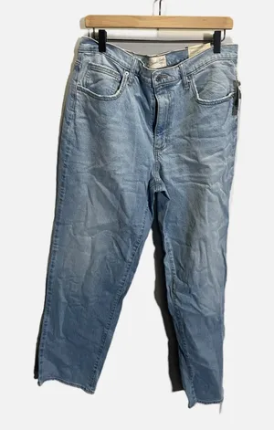 Universal Thread Jeans Women 14 Light Blue High Rise 90s‎ Straight Raw Hem Denim thumbnail 1