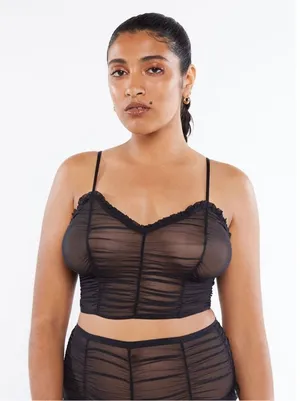 ✨Savage X Fenty GATHERED MESH BLACK CAVIAR SZ SMALL CAMI✨ thumbnail 1
