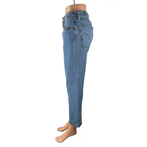 Levi's 501 Women's Blue Coloblock Patchwork Straight High Rise Denim Jeans Sz 28 thumbnail 3