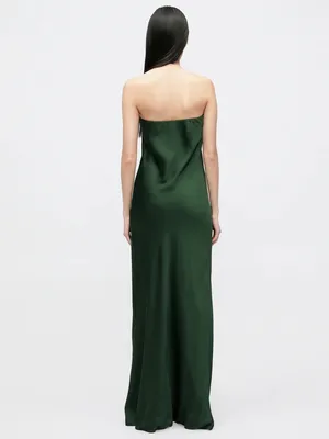Norma Kamali Bias Strapless Gown in Dark Emerald thumbnail 2