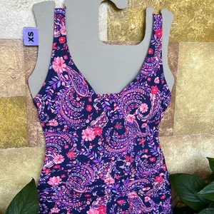 NEW Lands’ End Paisley Floral One Piece UPF 50 Adjustable Straps Swimsuit, XS thumbnail 7