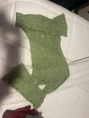 peppermayo green crochet top long sleeve thumbnail 5
