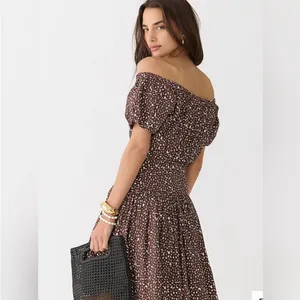 J. Crew Drop-waist cotton poplin mini dress in mocha floral Size 10 New thumbnail 5