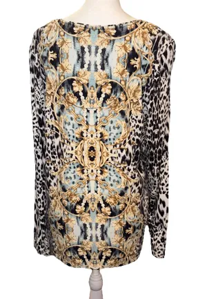 Chico's Animal Print Long Sleeve Blouse Size 1 Or Medium thumbnail 4
