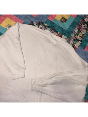 Aerie Womans Medium White Crewneck Long Sleeve Sweatshirt Cotton Polyester Blend thumbnail 3