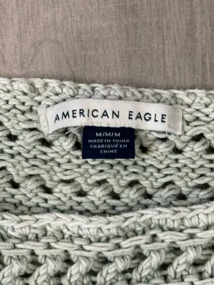 American Eagle Outfitters Sage Crochet Scoop Neck Crop Sweater thumbnail 3