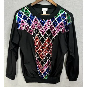 Vintage‎ 80s Sweatshirt Womens Medium Black Sequin Showgirl Retro Glam Indie USA thumbnail 1