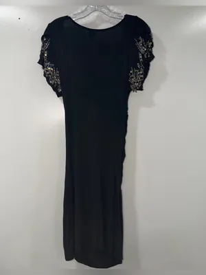 Free People black beaded V-neck dress thumbnail 7